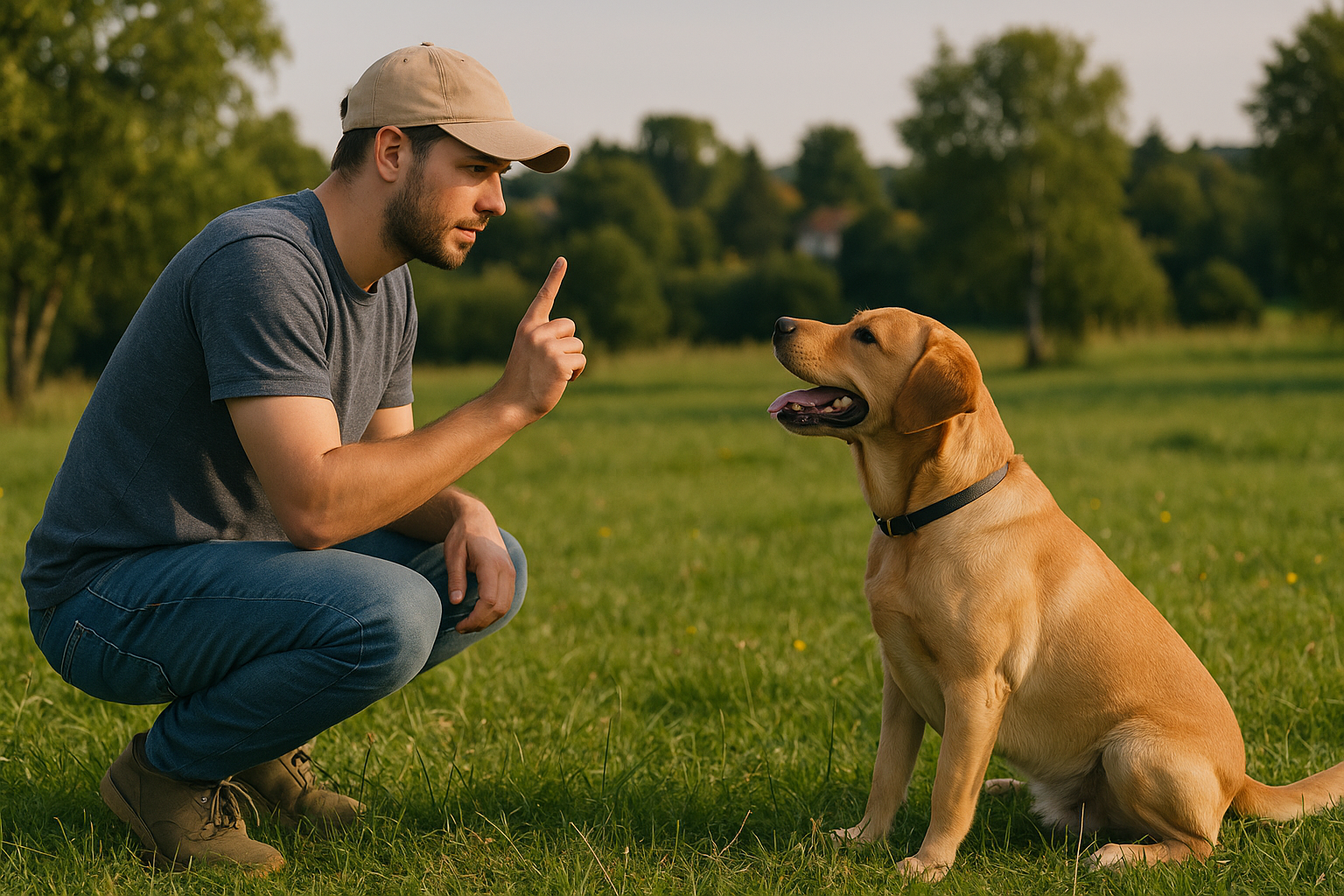 dressage canin débutant en plein air avec un Labrador